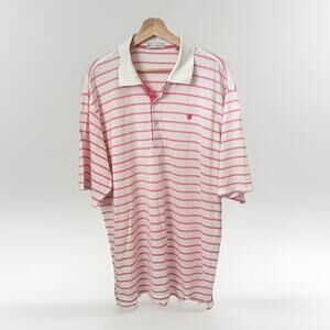Peter Millar Summer Comfort Golf Polo White Pink Striped Branded Casual Large